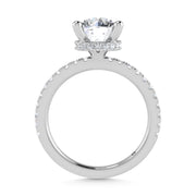 14K White Gold Lab Grown Diamond 1 7/8 Ct.Tw. Hidden Halo Engagement Ring (IGI Certfied Center 1 1/2ct)