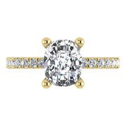 14K Yellow Gold Labgrown Diamond 3 3/8 Ct.Tw. IGI Certified Elongated Cushion Engagement Ring (Center 3CT)