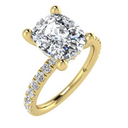 14K Yellow Gold Labgrown Diamond 2 3/8 Ct.Tw. IGI Certified Elongated Cushion Engagement Ring (Center 2CT)