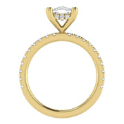 14K Yellow Gold Labgrown Diamond 3 3/8 Ct.Tw. IGI Certified Elongated Cushion Engagement Ring (Center 3CT)