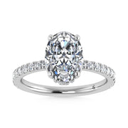 14K White Gold Lab Grown Diamond 3 1/2 Ct.Tw. Oval Shape Halo IGI Certified Engagement Ring (IGI Certified Center 3ct)