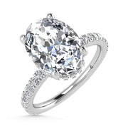 14K White Gold Lab Grown Diamond 3 1/2 Ct.Tw. Oval Shape Halo IGI Certified Engagement Ring (IGI Certified Center 3ct)