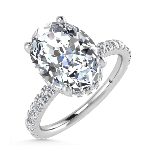 14K White Gold Lab Grown Diamond 3 1/2 Ct.Tw. Oval Shape Halo IGI Certified Engagement Ring (IGI Certified Center 3ct)