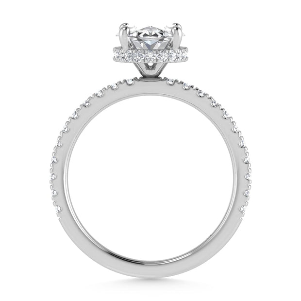 14K White Gold Lab Grown Diamond 3 1/2 Ct.Tw. Oval Shape Halo IGI Certified Engagement Ring (IGI Certified Center 3ct)