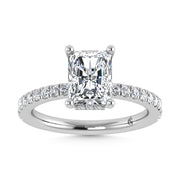 14K White Gold Lab Grown Diamond 3 1/2 Ct.Tw. Radiant Shape Halo IGI Certified Engagement Ring  (IGI Certified Center 3ct)