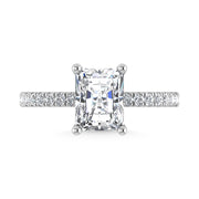 14K White Gold Lab Grown Diamond 3 1/2 Ct.Tw. Radiant Shape Halo IGI Certified Engagement Ring  (IGI Certified Center 3ct)