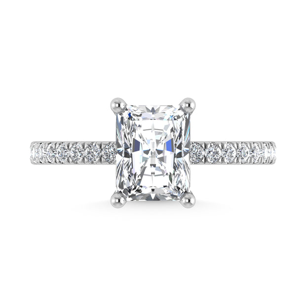 14K White Gold Lab Grown Diamond 3 1/2 Ct.Tw. Radiant Shape Halo IGI Certified Engagement Ring  (IGI Certified Center 3ct)