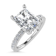 14K White Gold Lab Grown Diamond 3 1/2 Ct.Tw. Radiant Shape Halo IGI Certified Engagement Ring  (IGI Certified Center 3ct)