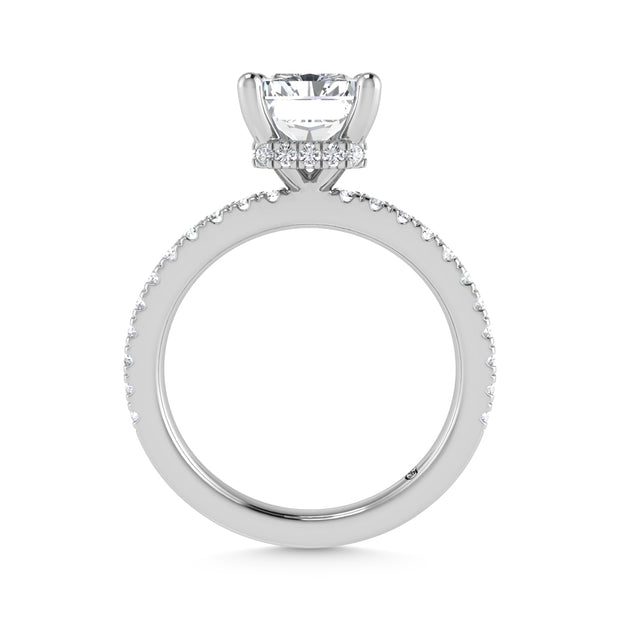 14K White Gold Lab Grown Diamond 3 1/2 Ct.Tw. Radiant Shape Halo IGI Certified Engagement Ring  (IGI Certified Center 3ct)