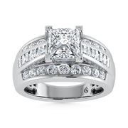 10K White Gold Lab Grown Diamond 1 3/4 ct.Tw. Princess Shape Engagement Ring (IGI Certified Center 1ct)