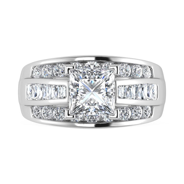 10K White Gold Lab Grown Diamond 1 3/4 ct.Tw. Princess Shape Engagement Ring (IGI Certified Center 1ct)