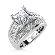 10K White Gold Lab Grown Diamond 1 3/4 ct.Tw. Princess Shape Engagement Ring (IGI Certified Center 1ct)