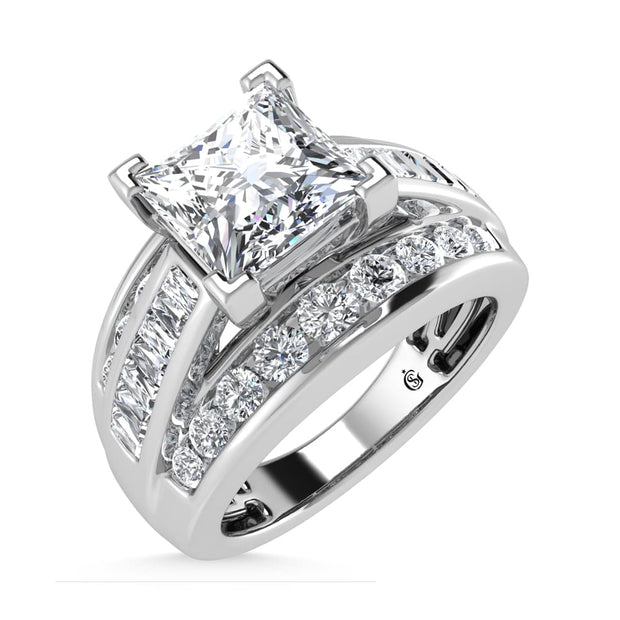 10K White Gold Lab Grown Diamond 1 3/4 ct.Tw. Princess Shape Engagement Ring (IGI Certified Center 1ct)