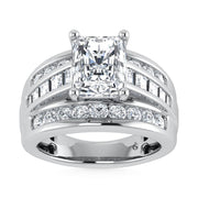 10K White Gold Lab Grown Diamond 1 3/4 ct.Tw. Radiant Shape Engagement Ring (IGI Certified Center 1ct)