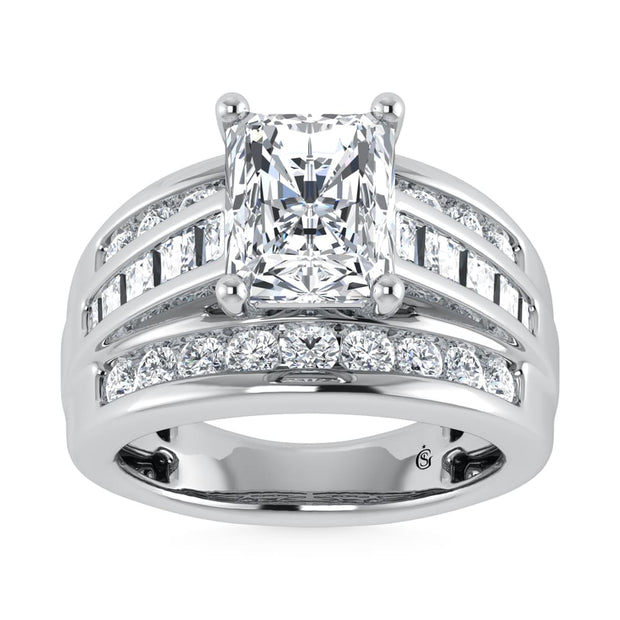 10K White Gold Lab Grown Diamond 1 3/4 ct.Tw. Radiant Shape Engagement Ring (IGI Certified Center 1ct)