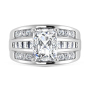 10K White Gold Lab Grown Diamond 1 3/4 ct.Tw. Radiant Shape Engagement Ring (IGI Certified Center 1ct)