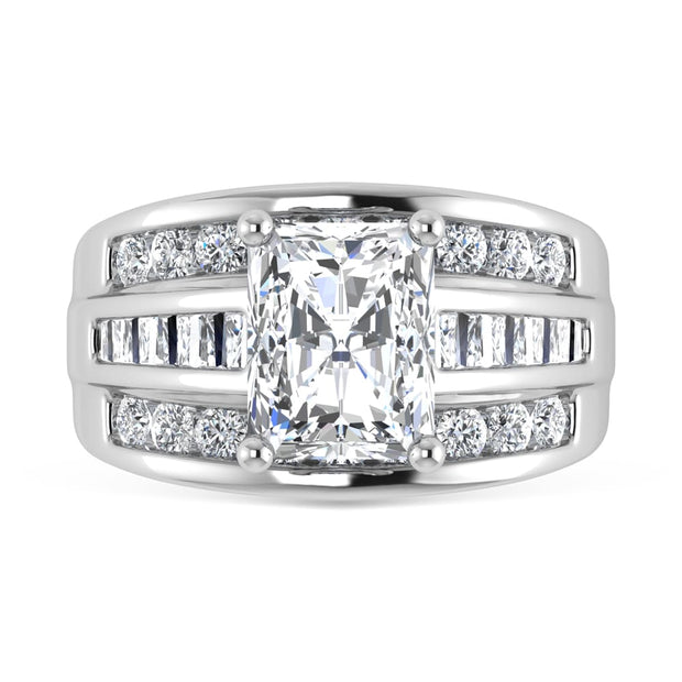 10K White Gold Lab Grown Diamond 1 3/4 ct.Tw. Radiant Shape Engagement Ring (IGI Certified Center 1ct)