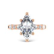 14K Rose Gold Lab Grown Diamond 3 5/8 Ct.Tw. Marquise & Round Engagement Ring (Marquise Center)