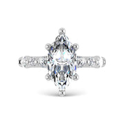 14K White Gold Lab Grown Diamond 3 5/8 Ct.Tw. Marquise & Round Engagement Ring (Marquise Center)