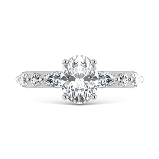 14K White Gold Lab Grown Diamond 2 5/8 Ct.Tw. Marquise and Round Shape Halo Engagement Ring (IGI Certified Center 2ct)