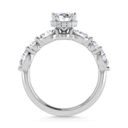 14K White Gold Lab Grown Diamond 2 5/8 Ct.Tw. Marquise and Round Shape Halo Engagement Ring (IGI Certified Center 2ct)