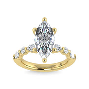 14K Yellow Gold Lab Grown Diamond 3 5/8 Ct.Tw. Marquise & Round Engagement Ring (Marquise Center)