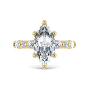 14K Yellow Gold Lab Grown Diamond 3 5/8 Ct.Tw. Marquise & Round Engagement Ring (Marquise Center)