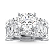 14K White Gold Lab Grown Diamond 8 1/5  Ct.Tw. Round and Emerald Band