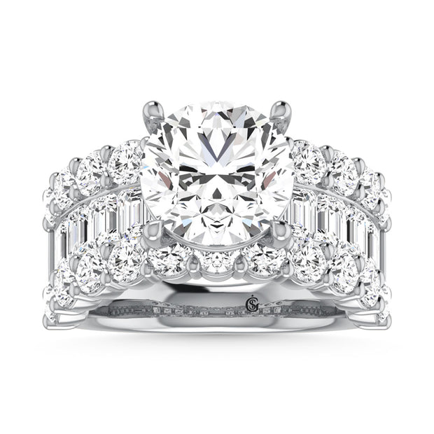 14K White Gold Lab Grown Diamond 8 1/5  Ct.Tw. Round and Emerald Band