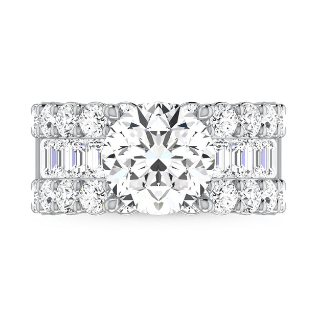 14K White Gold Lab Grown Diamond 8 1/5  Ct.Tw. Round and Emerald Band