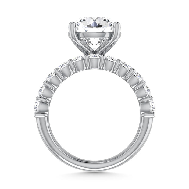 14K White Gold Lab Grown Diamond 8 1/5  Ct.Tw. Round and Emerald Band