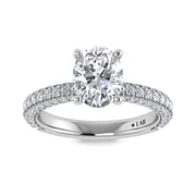 14K White Gold Lab Grown Diamond 3 Ct.Tw.  Oval Shape Halo Engagement Ring (IGI Certified Center 2ct)