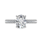 14K White Gold Lab Grown Diamond 3 Ct.Tw.  Oval Shape Halo Engagement Ring (IGI Certified Center 2ct)