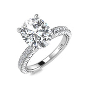 14K White Gold Lab Grown Diamond 3 Ct.Tw.  Oval Shape Halo Engagement Ring (IGI Certified Center 2ct)
