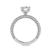 14K White Gold Lab Grown Diamond 3 Ct.Tw.  Oval Shape Halo Engagement Ring (IGI Certified Center 2ct)