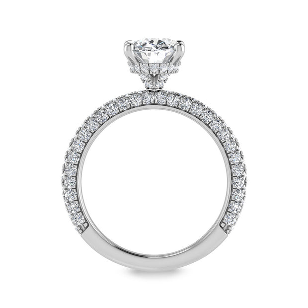 14K White Gold Lab Grown Diamond 3 Ct.Tw.  Oval Shape Halo Engagement Ring (IGI Certified Center 2ct)
