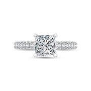 14K White Gold Lab Grown Diamond 3 Ct.Tw.  Princess Shape Halo Engagement Ring (IGI Certified Center 2ct)