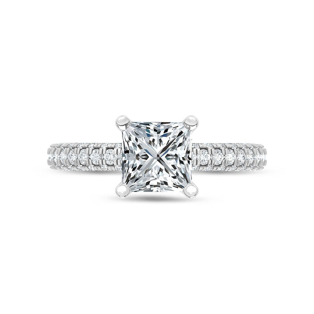 14K White Gold Lab Grown Diamond 3 Ct.Tw.  Princess Shape Halo Engagement Ring (IGI Certified Center 2ct)