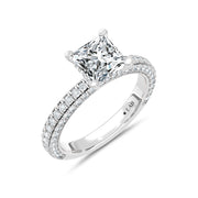 14K White Gold Lab Grown Diamond 3 Ct.Tw.  Princess Shape Halo Engagement Ring (IGI Certified Center 2ct)