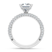 14K White Gold Lab Grown Diamond 3 Ct.Tw.  Princess Shape Halo Engagement Ring (IGI Certified Center 2ct)