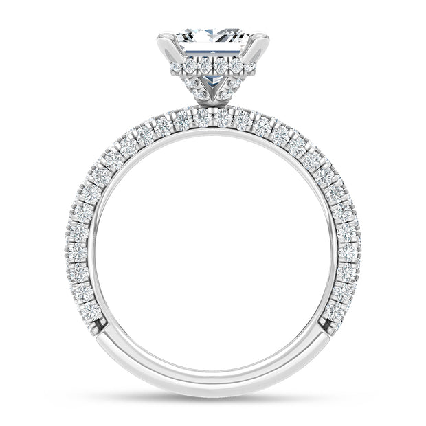 14K White Gold Lab Grown Diamond 3 Ct.Tw.  Princess Shape Halo Engagement Ring (IGI Certified Center 2ct)