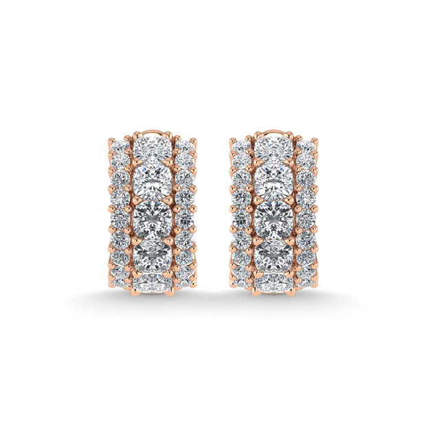 14K Rose Gold Lab Grown Diamond 5 1/4 Ct.Tw. Huggies Earrings