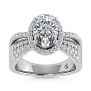 14K White Gold Lab Grown Diamond 2 1/2 Ct.Tw. Oval Shape Engagement Ring (IGI Certified Center 2ct)
