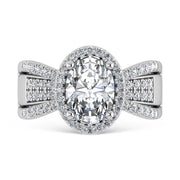 14K White Gold Lab Grown Diamond 2 1/2 Ct.Tw. Oval Shape Engagement Ring (IGI Certified Center 2ct)