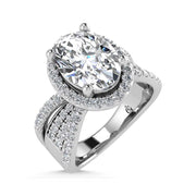 14K White Gold Lab Grown Diamond 2 1/2 Ct.Tw. Oval Shape Engagement Ring (IGI Certified Center 2ct)