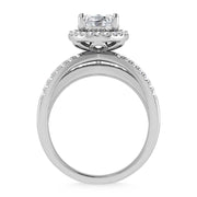 14K White Gold Lab Grown Diamond 2 1/2 Ct.Tw. Oval Shape Engagement Ring (IGI Certified Center 2ct)