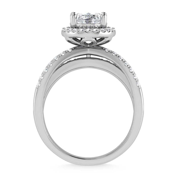 14K White Gold Lab Grown Diamond 2 1/2 Ct.Tw. Oval Shape Engagement Ring (IGI Certified Center 2ct)