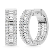 14K White Gold Lab Grown Diamond 3 Ct.Tw. Hoop Earrings