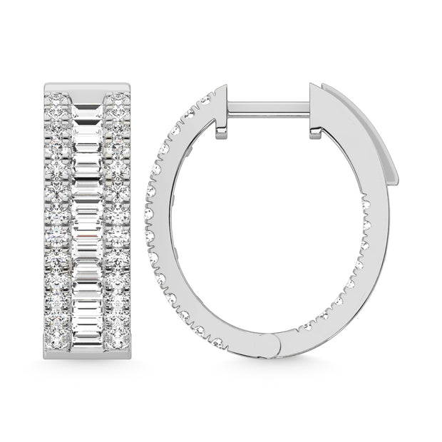 14K White Gold Lab Grown Diamond 3 Ct.Tw. Hoop Earrings