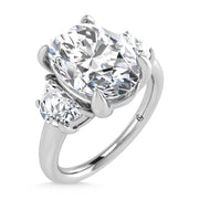 14K White Gold Lab Grown Diamond 3 5/8 Ct.Tw. Oval Shape Three Stone Engagement Ring